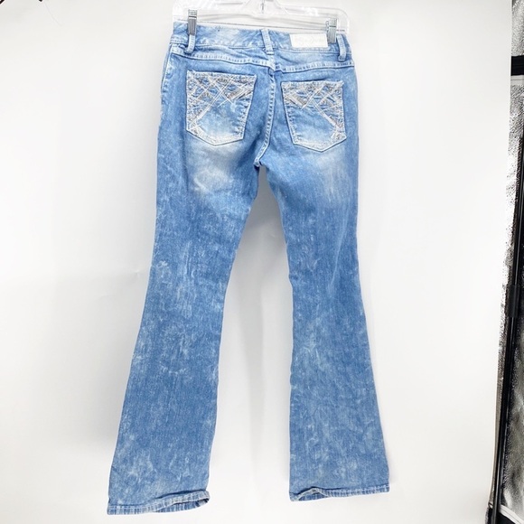 Ariya Vintage Y2K deconstructed Lowrise bleached flare jeans back to school - Picture 2 of 11